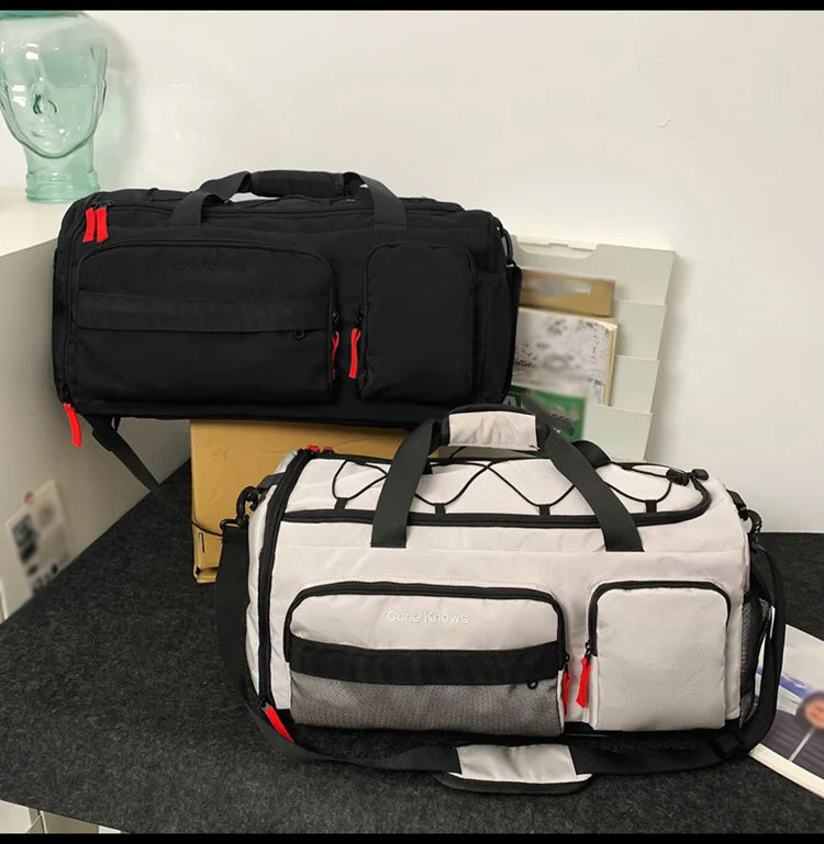 Nylon yoga travel gym backpack with dry wet shoes pocket and trolley sleeve - product image