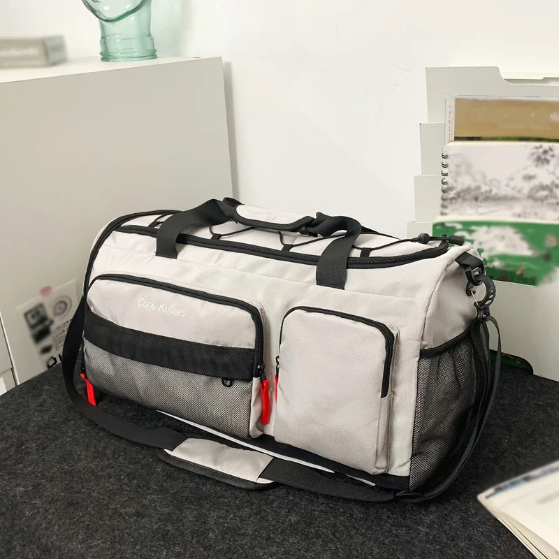 Nylon yoga travel gym backpack with dry wet shoes pocket and trolley sleeve - product image