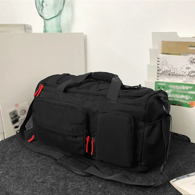Nylon yoga travel gym backpack with dry wet shoes pocket and trolley sleeve - product image