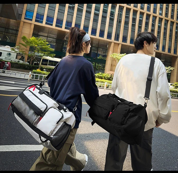 Nylon yoga travel gym backpack with dry wet shoes pocket and trolley sleeve - product image