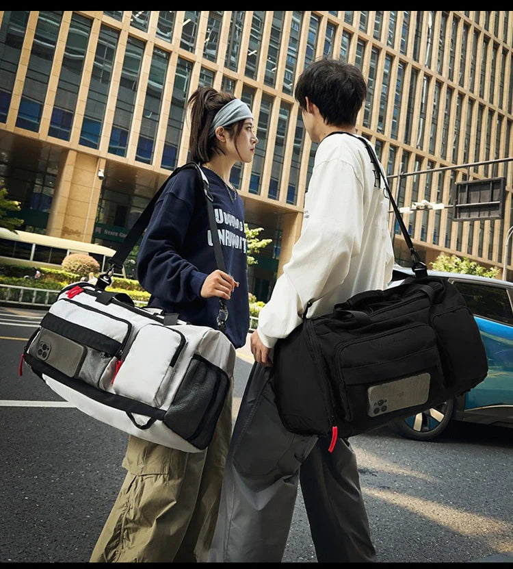 Nylon yoga travel gym backpack with dry wet shoes pocket and trolley sleeve - product image