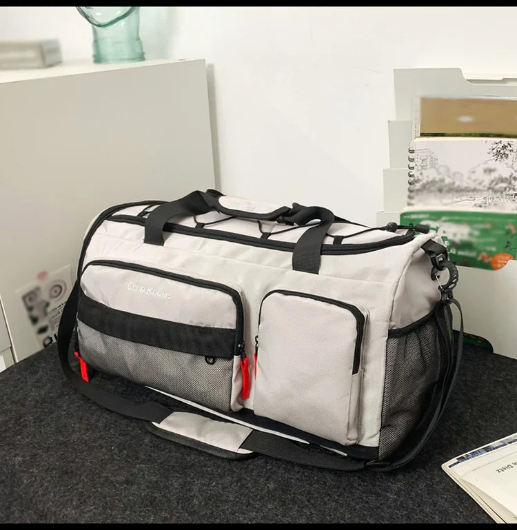 Nylon yoga travel gym backpack with dry wet shoes pocket and trolley sleeve - product image