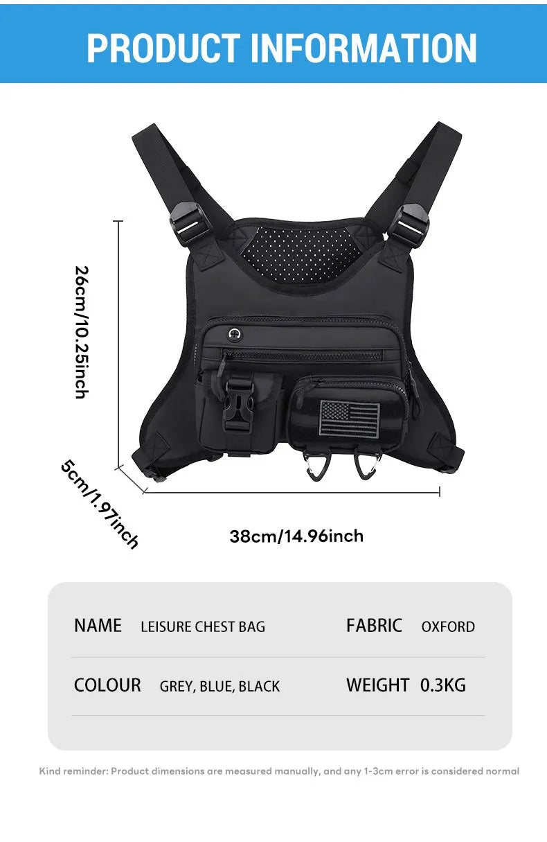 Outdoor climbing chest bag oxford lightweight adjustable shoulder straps - product image