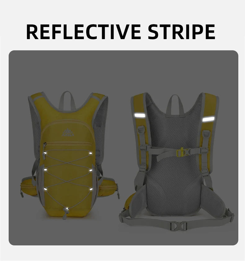 Outdoor climbing hydration backpack with reflective strip and waist pockets - product image