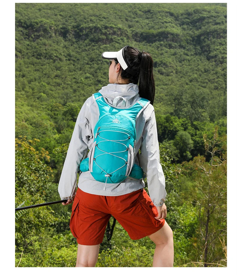 Outdoor climbing hydration backpack with reflective strip and waist pockets - product image