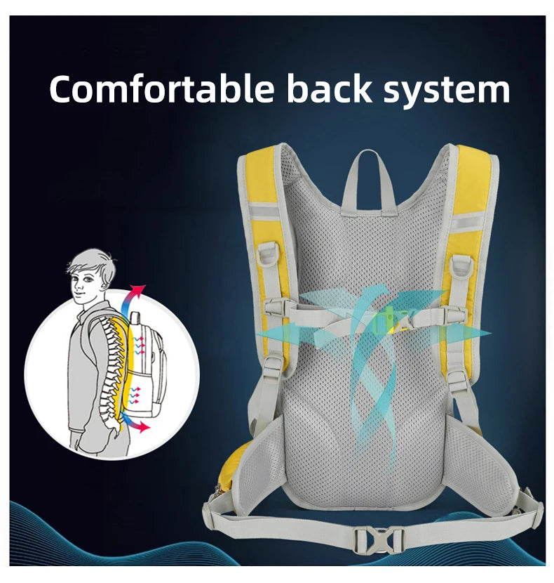 Outdoor climbing hydration backpack with reflective strip and waist pockets - product image