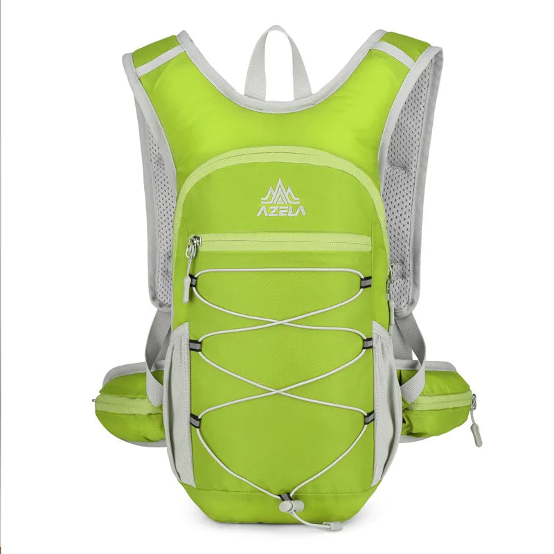 Outdoor climbing hydration backpack with reflective strip and waist pockets - product image