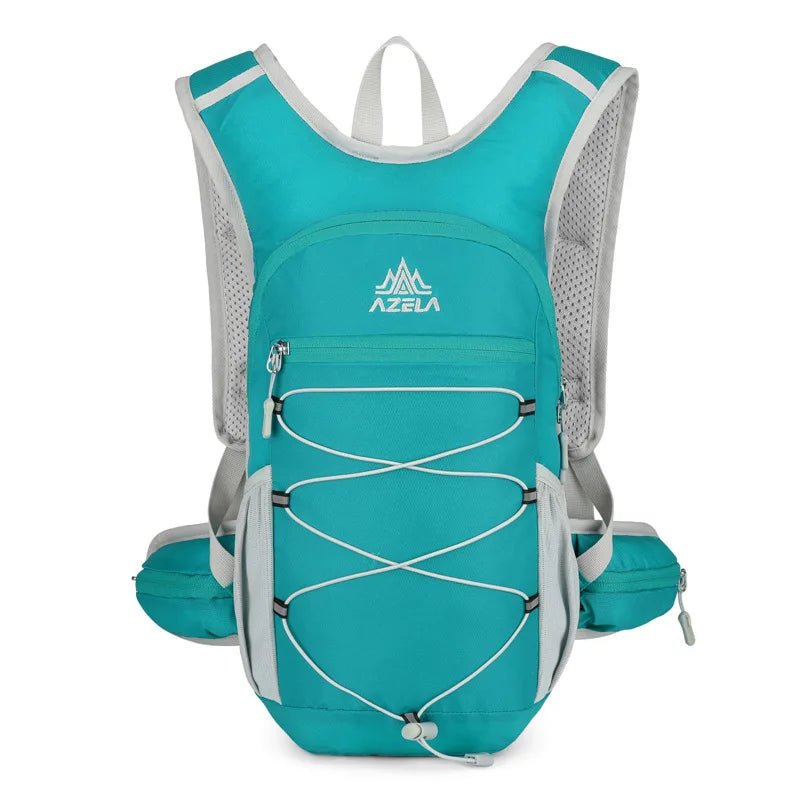Outdoor climbing hydration backpack with reflective strip and waist pockets - product image