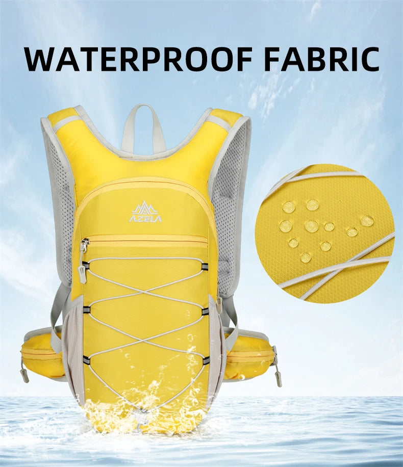 Outdoor climbing hydration backpack with reflective strip and waist pockets - product image