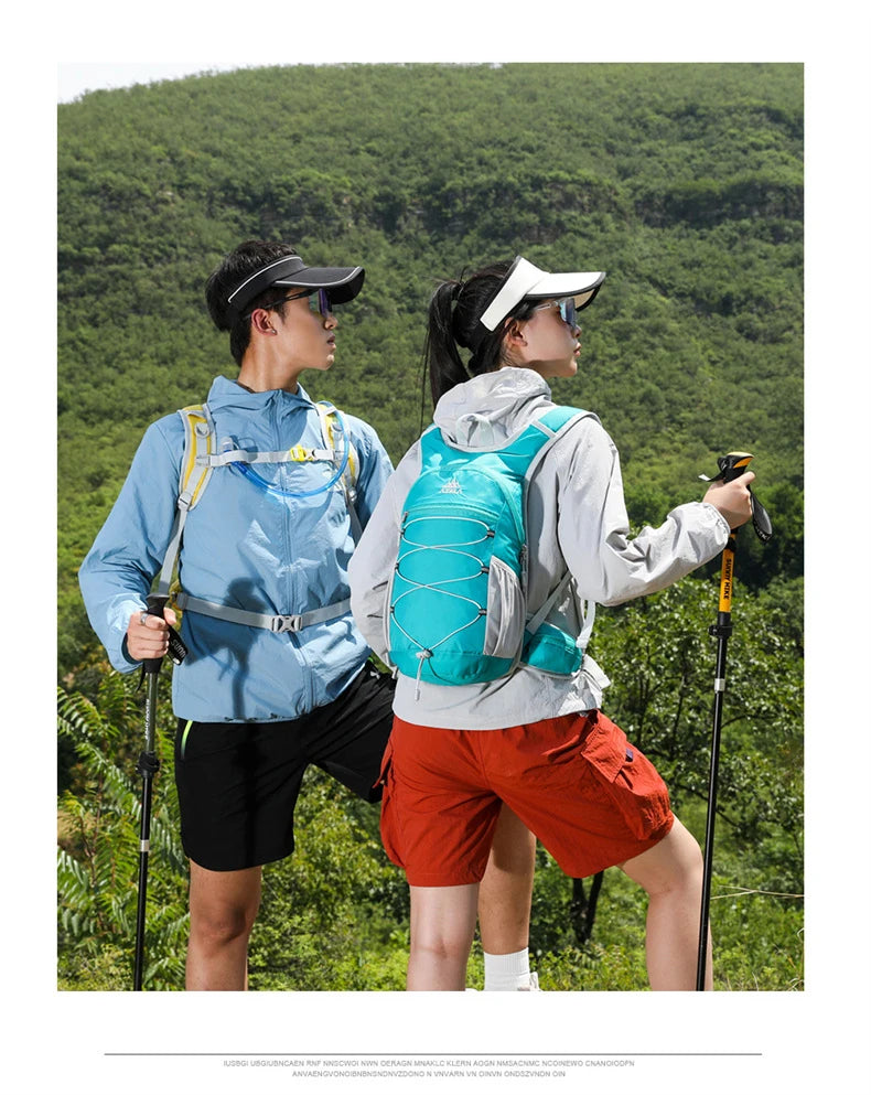 Outdoor climbing hydration backpack with reflective strip and waist pockets - product image