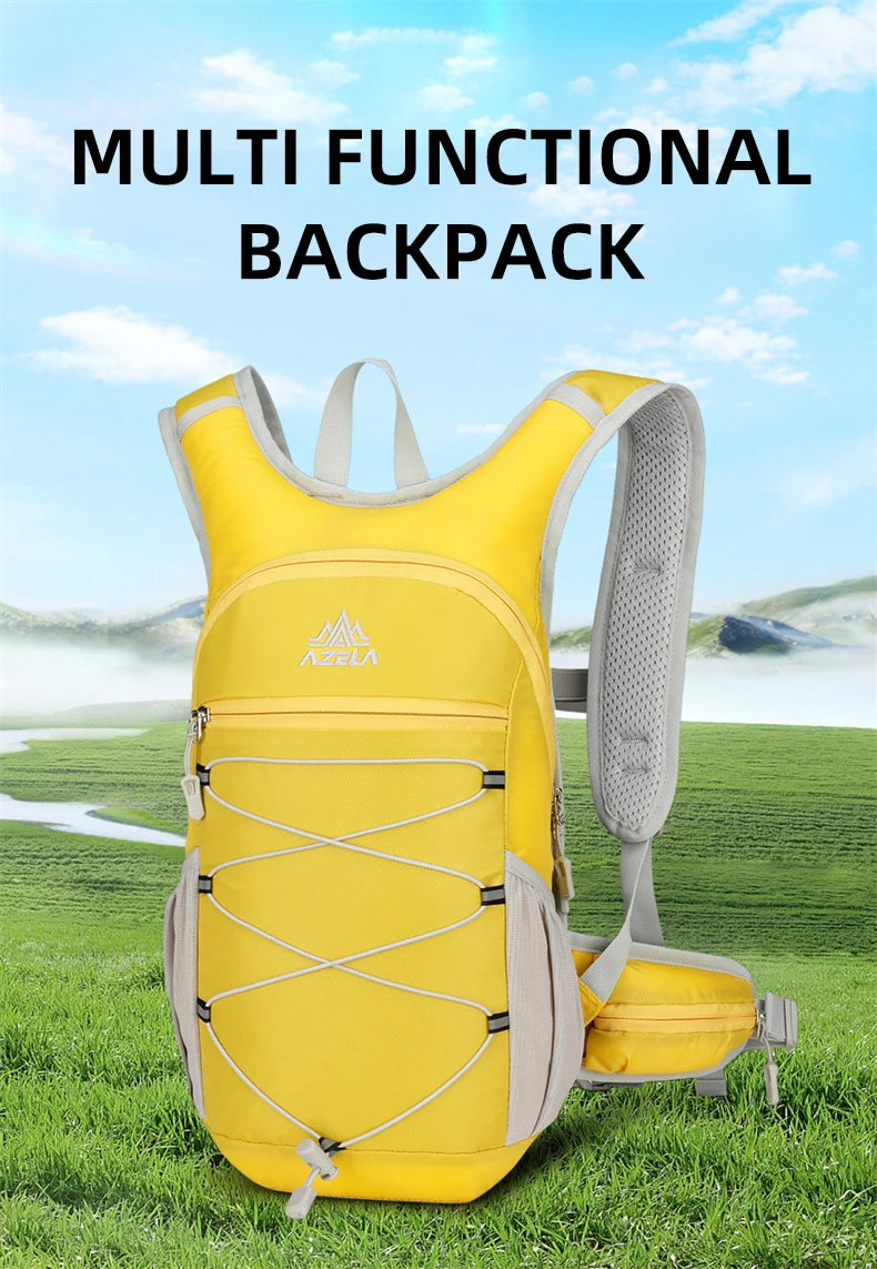 Outdoor climbing hydration backpack with reflective strip and waist pockets - product image