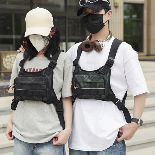Outdoor climbing vest nylon multi-pocket reflective adjustable shoulder strap - product image