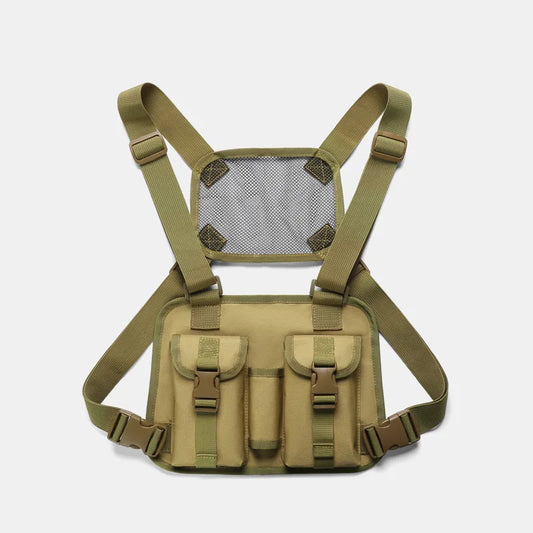 Outdoor climbing vest nylon multi-pocket reflective chest waist fanny pack - product image