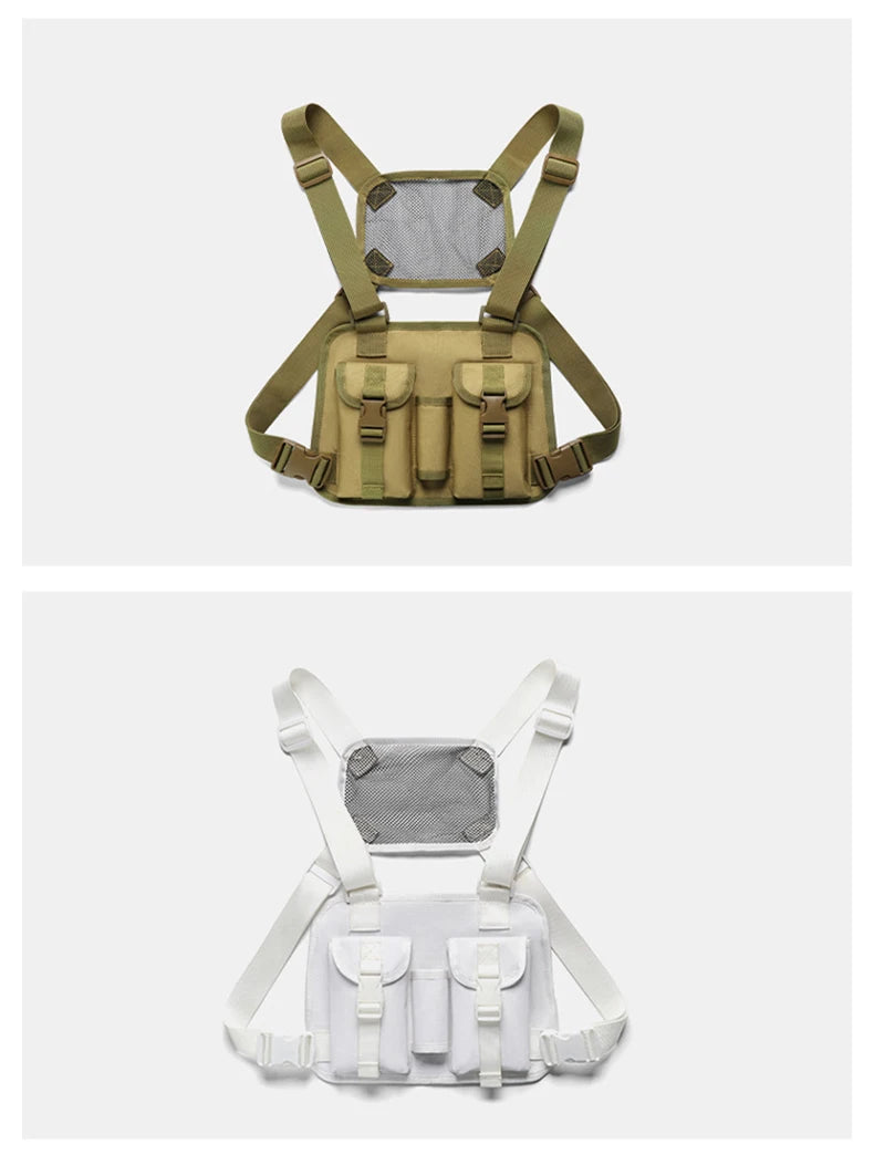 Outdoor climbing vest nylon multi-pocket reflective chest waist fanny pack - product image