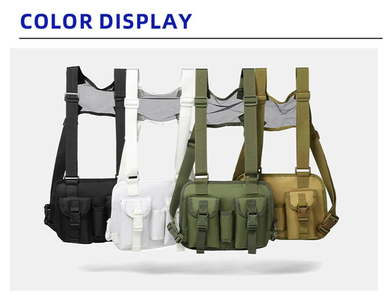 Outdoor climbing vest nylon multi-pocket reflective chest waist fanny pack - product image