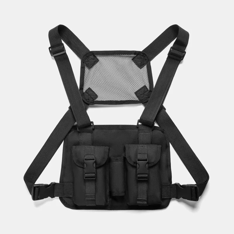 Outdoor climbing vest nylon multi-pocket reflective chest waist fanny pack - product image
