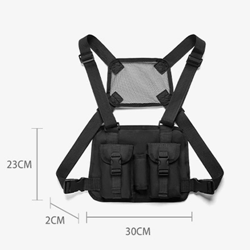 Outdoor climbing vest nylon multi-pocket reflective chest waist fanny pack - product image