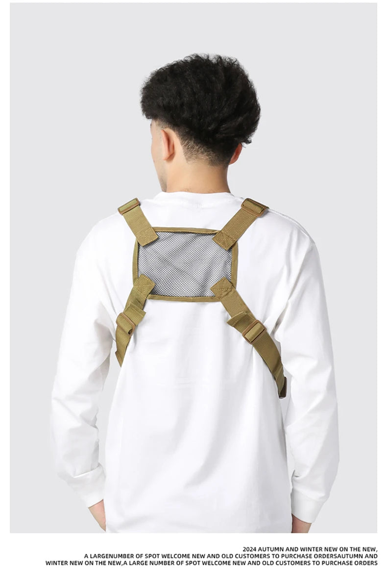Outdoor climbing vest nylon multi-pocket reflective chest waist fanny pack - product image