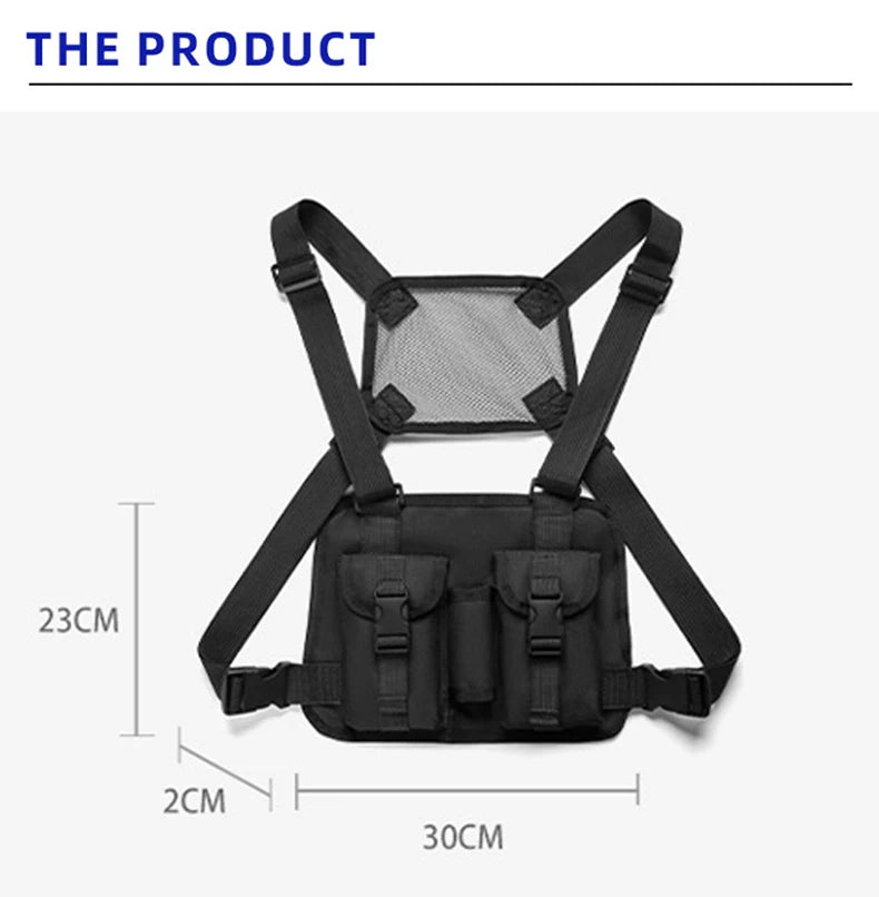 Outdoor climbing vest nylon multi-pocket reflective chest waist fanny pack - product image