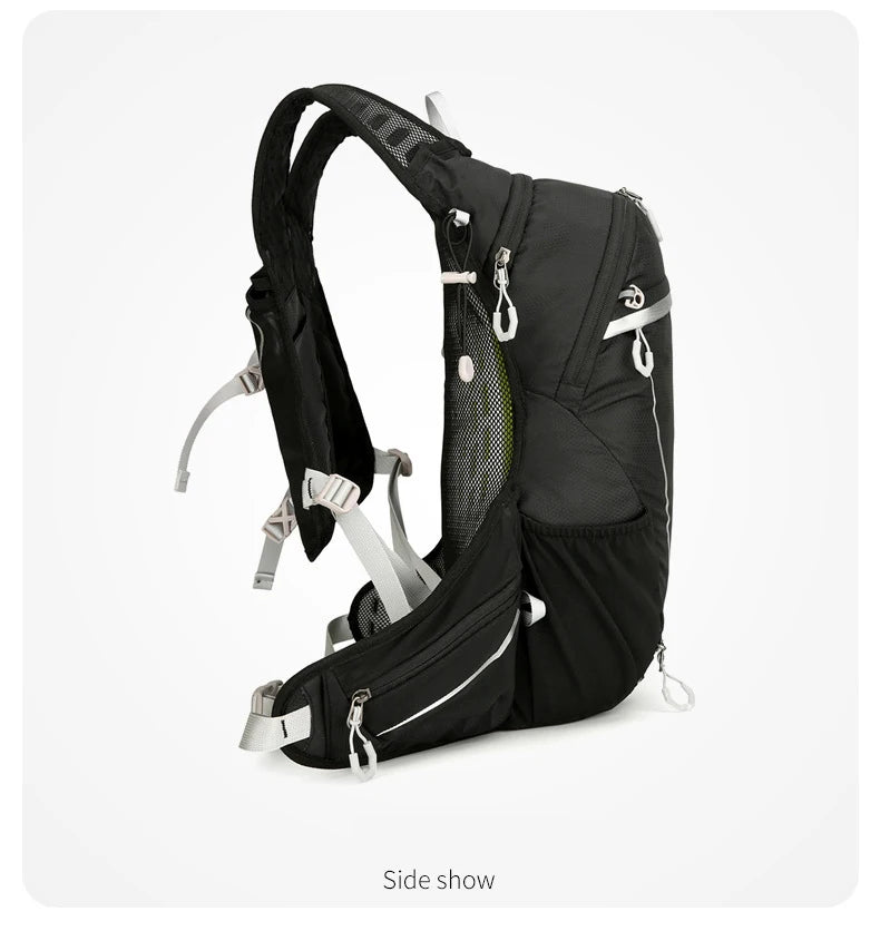 Outdoor cycling hydration backpack with reflective strips and multiple pockets - product image