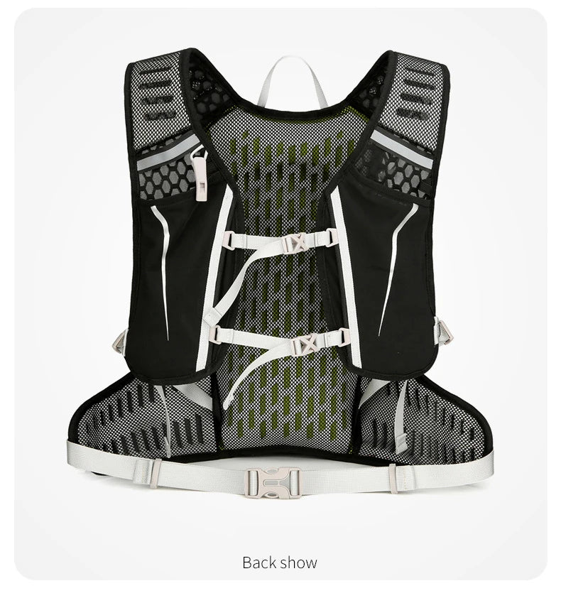 Outdoor cycling hydration backpack with reflective strips and multiple pockets - product image