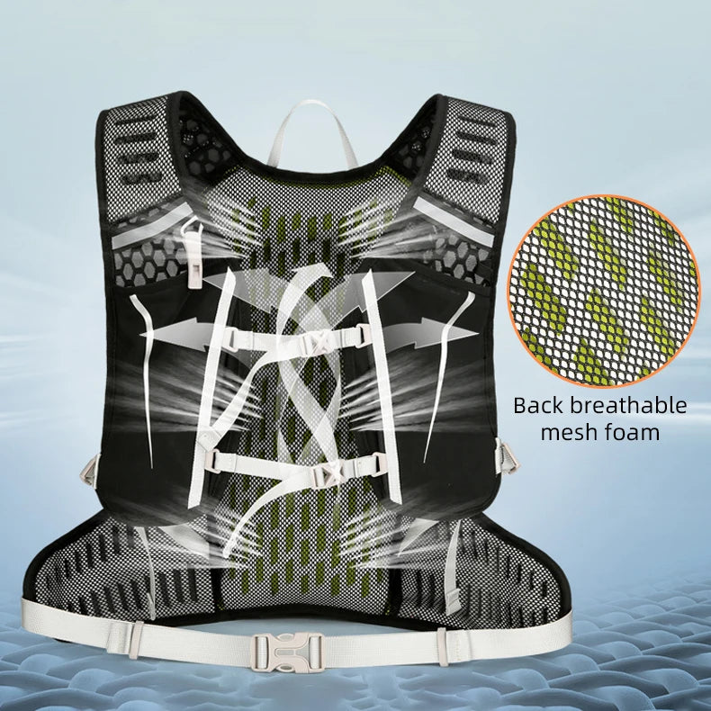 Outdoor cycling hydration backpack with reflective strips and multiple pockets - product image