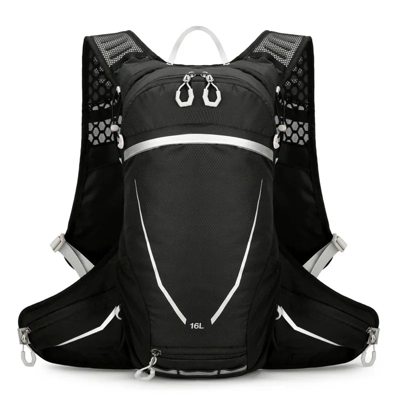 Outdoor cycling hydration backpack with reflective strips and multiple pockets - product image