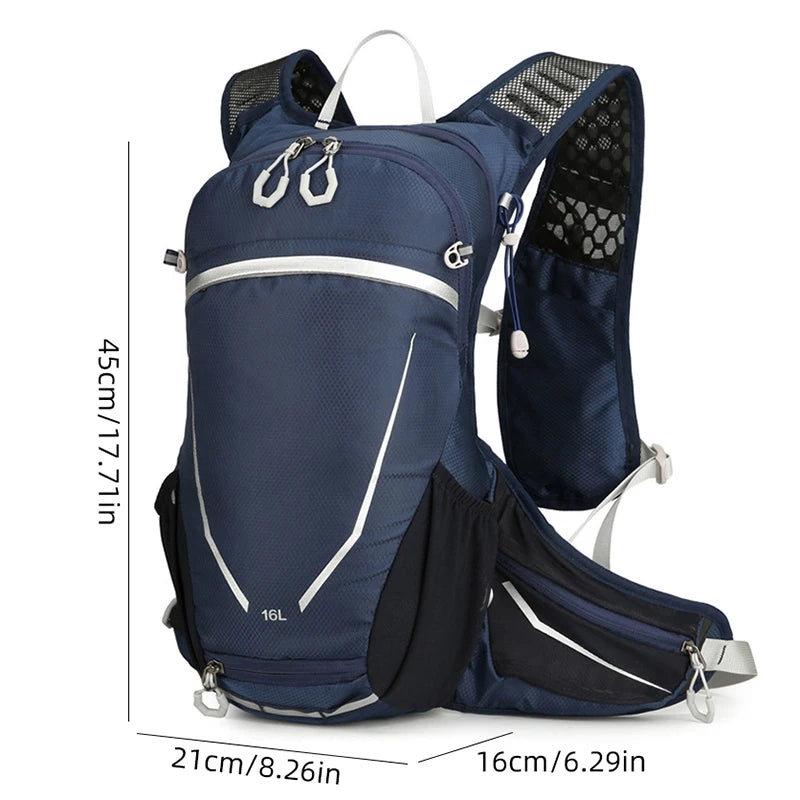Outdoor cycling hydration backpack with reflective strips and multiple pockets - product image