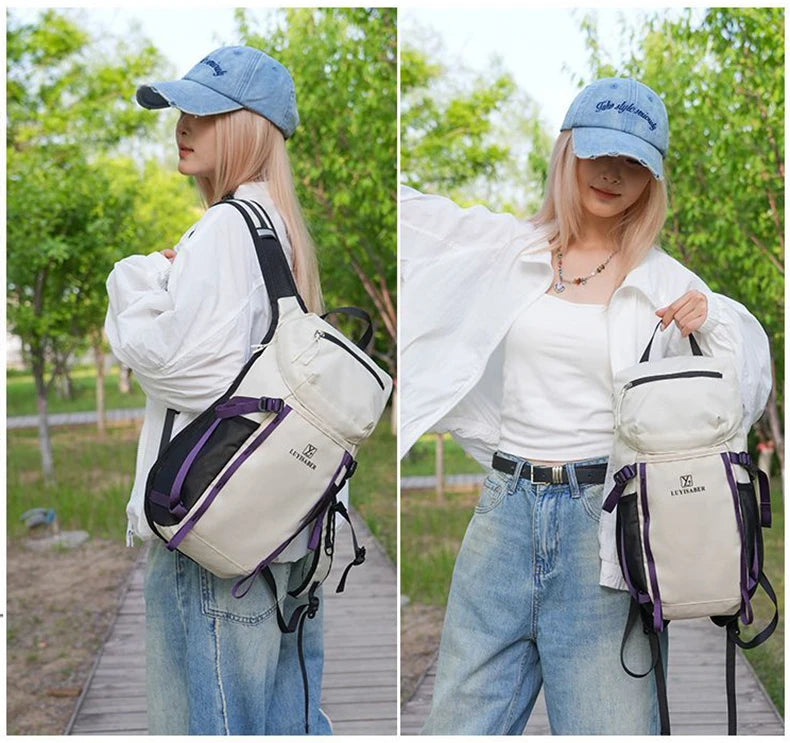 Outdoor cycling hydration backpack with survival whistle and reflective strips - product image