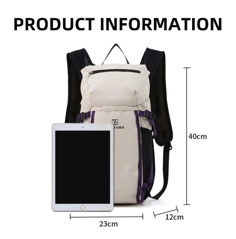 Outdoor cycling hydration backpack with survival whistle and reflective strips - product image