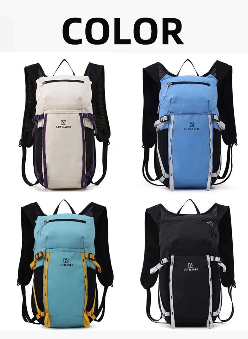 Outdoor cycling hydration backpack with survival whistle and reflective strips - product image