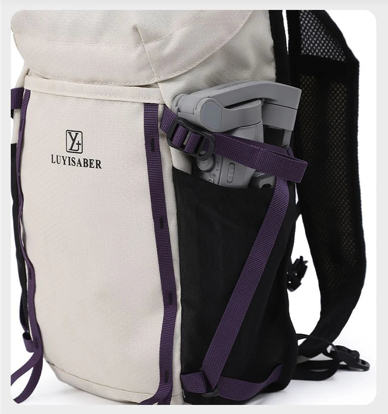 Outdoor cycling hydration backpack with survival whistle and reflective strips - product image