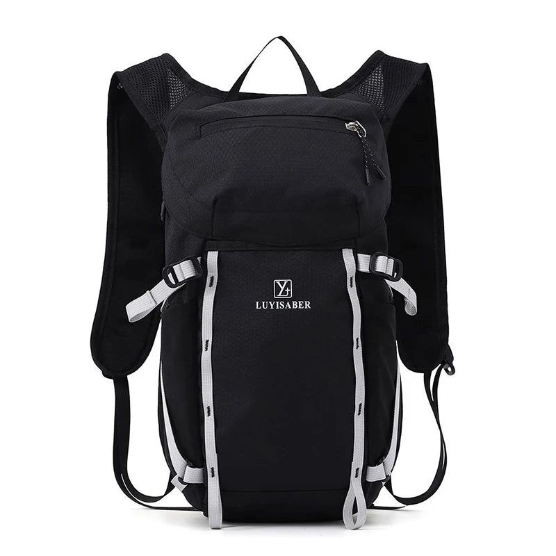 Outdoor cycling hydration backpack with survival whistle and reflective strips - product image