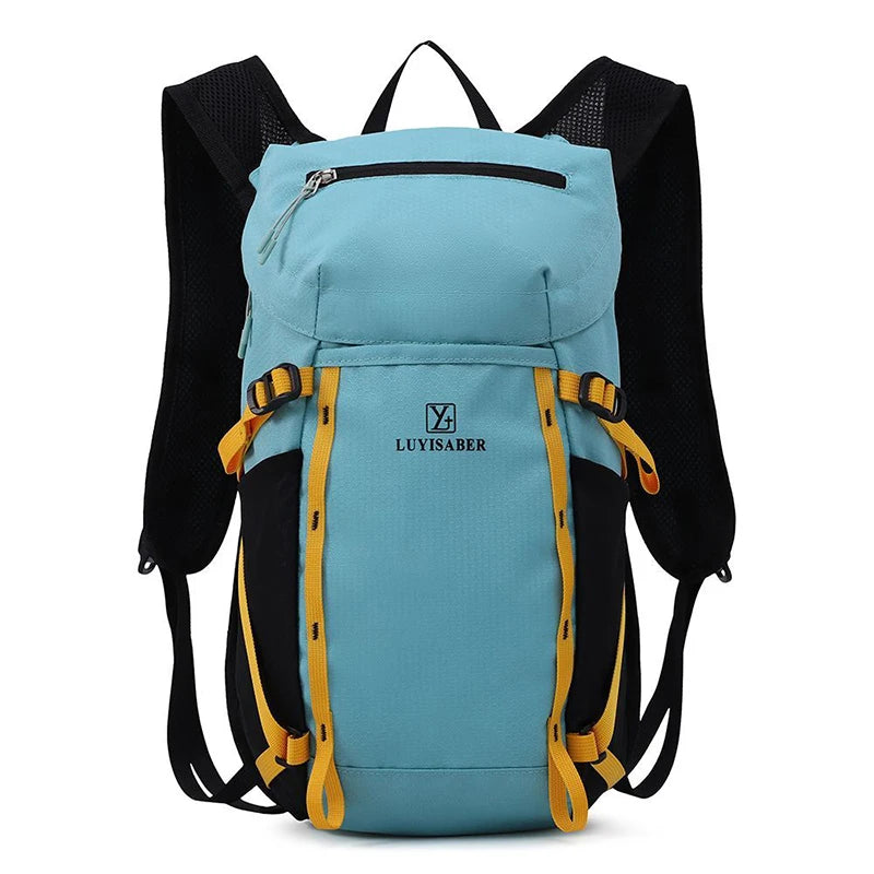Outdoor cycling hydration backpack with survival whistle and reflective strips - product image