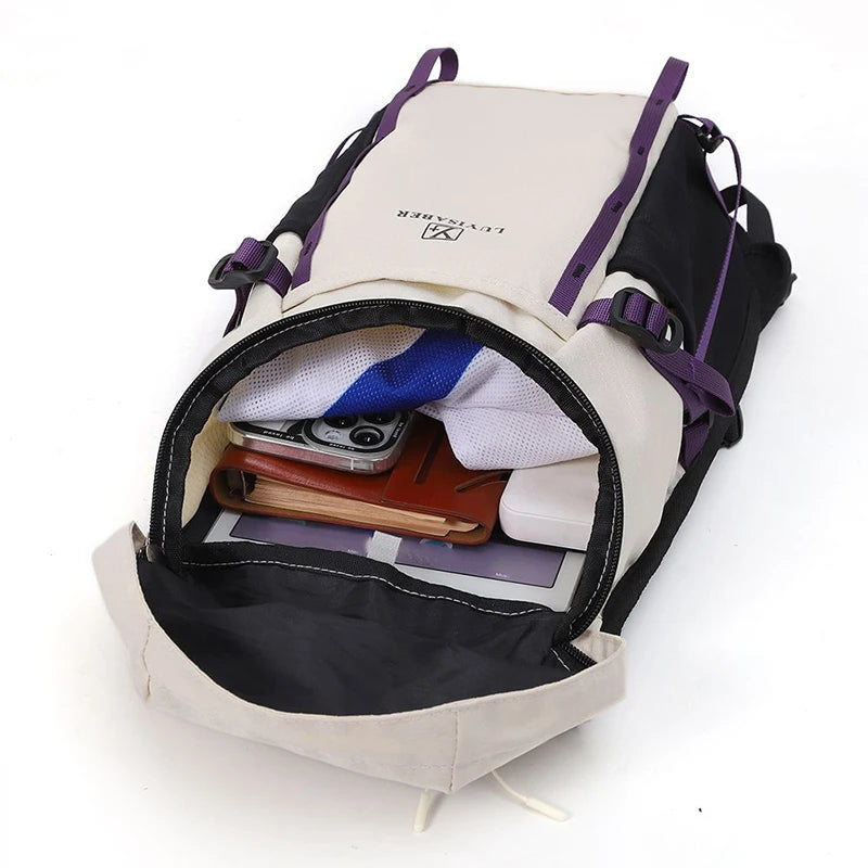 Outdoor cycling hydration backpack with survival whistle and reflective strips - product image