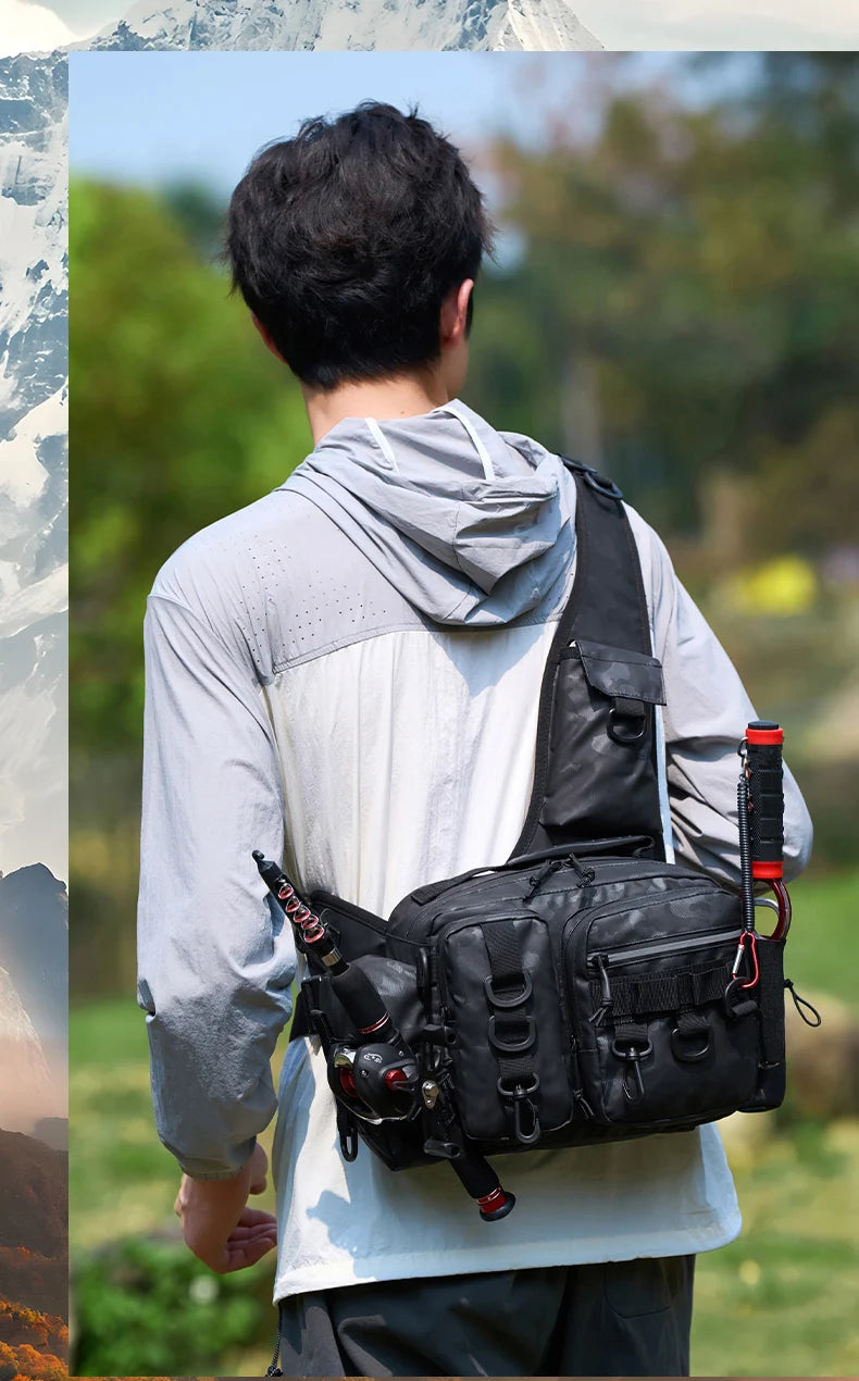 Outdoor hiking tackle bag oxford large capacity molle rod holder - product image