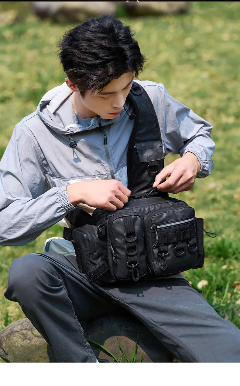 Outdoor hiking tackle bag oxford large capacity molle rod holder - product image