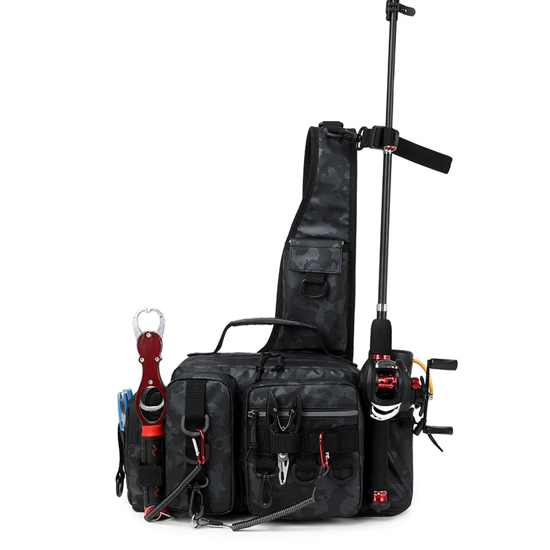 Outdoor hiking tackle bag oxford large capacity molle rod holder - product image