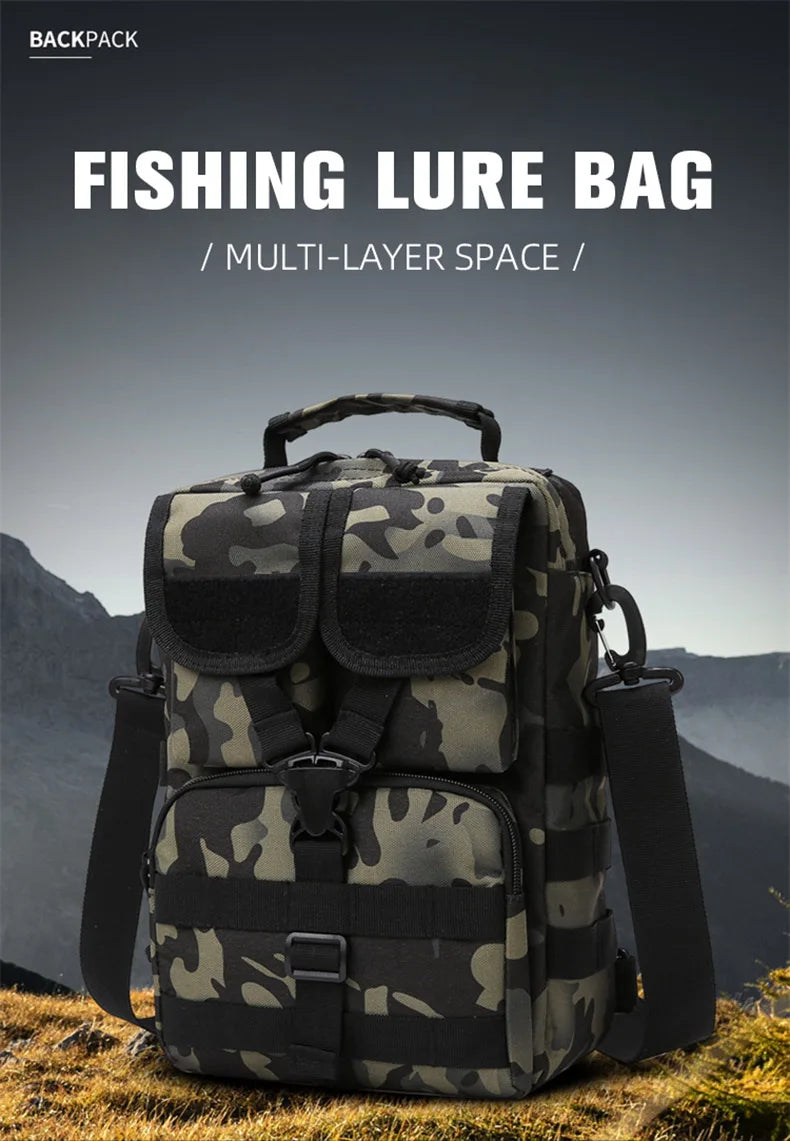 Outdoor lure bag nylon large capacity molle tactical shoulder crossbody bag - product image