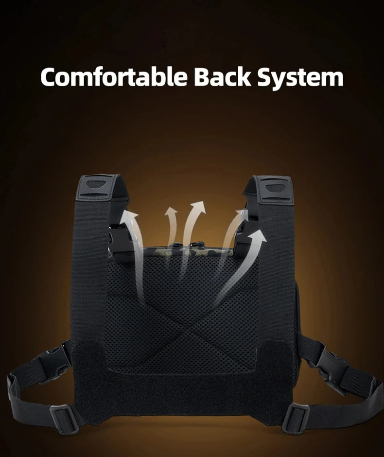 Outdoor tactical climbing chest bag nylon adjustable straps multiple pockets - product image