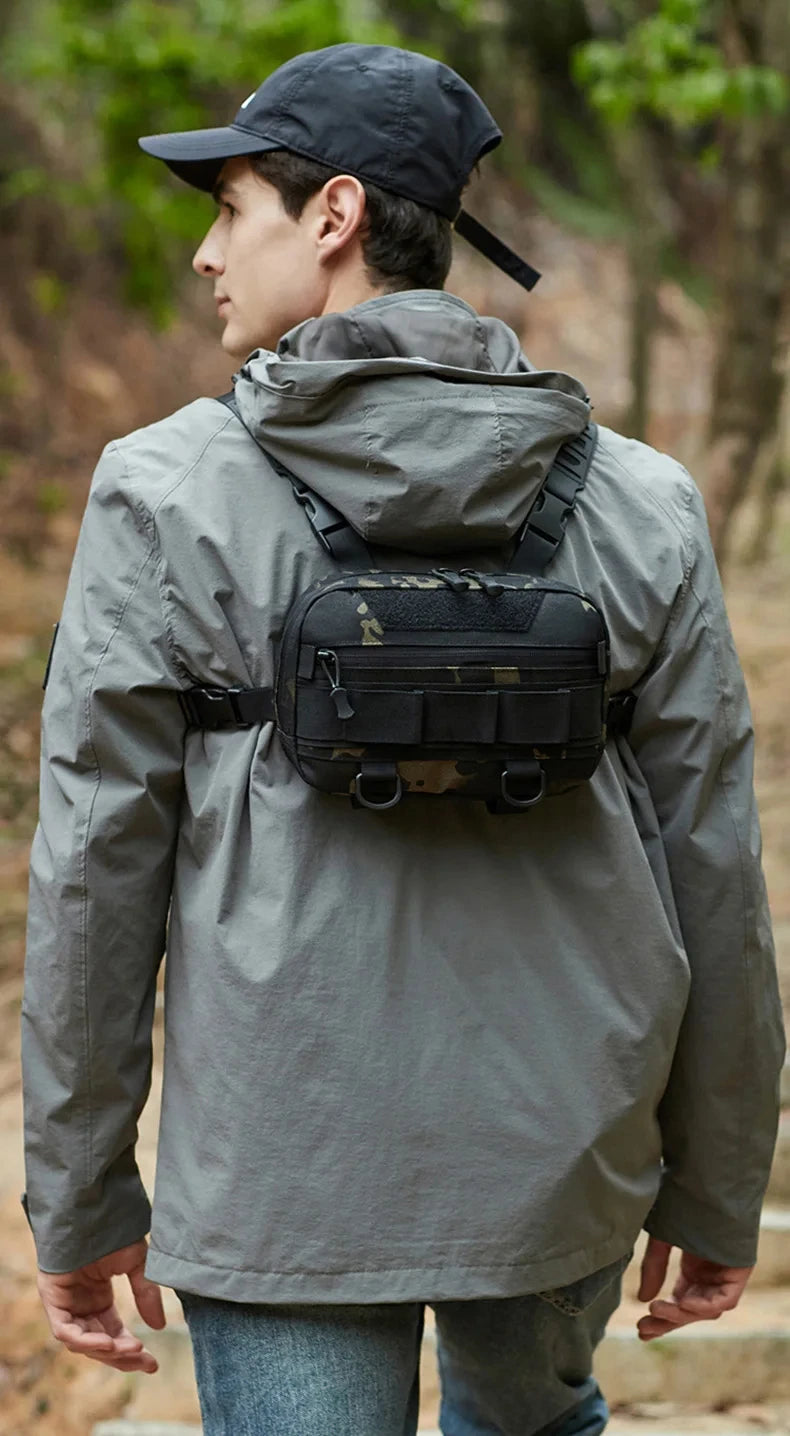 Outdoor tactical climbing chest bag nylon adjustable straps multiple pockets - product image