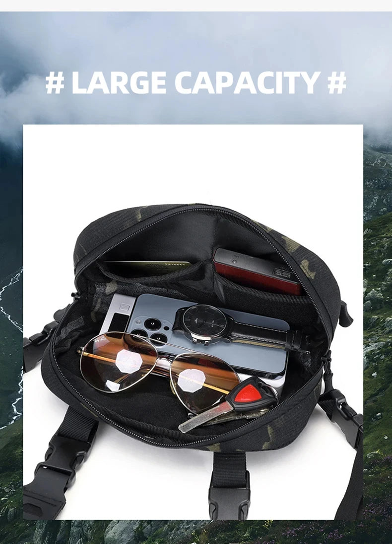 Outdoor tactical climbing chest bag nylon adjustable straps multiple pockets - product image