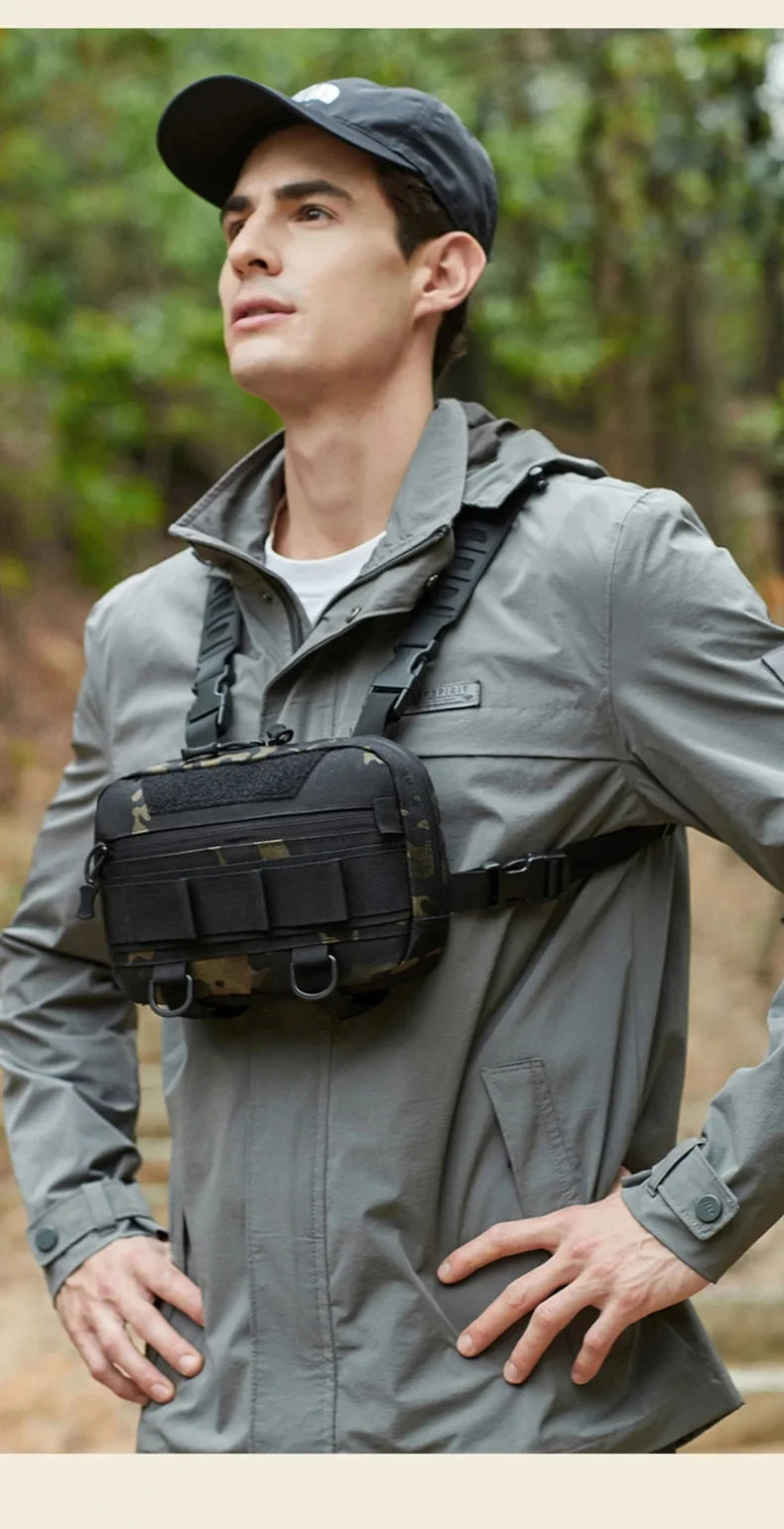 Outdoor tactical climbing chest bag nylon adjustable straps multiple pockets - product image