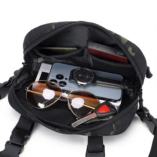 Outdoor tactical climbing chest bag nylon adjustable straps multiple pockets - product image