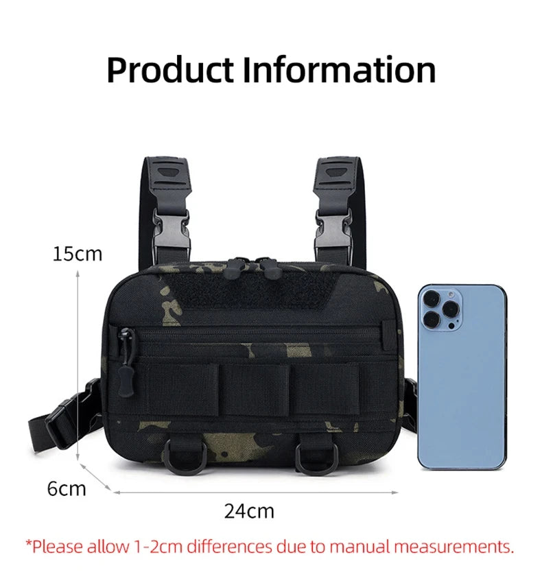 Outdoor tactical climbing chest bag nylon adjustable straps multiple pockets - product image