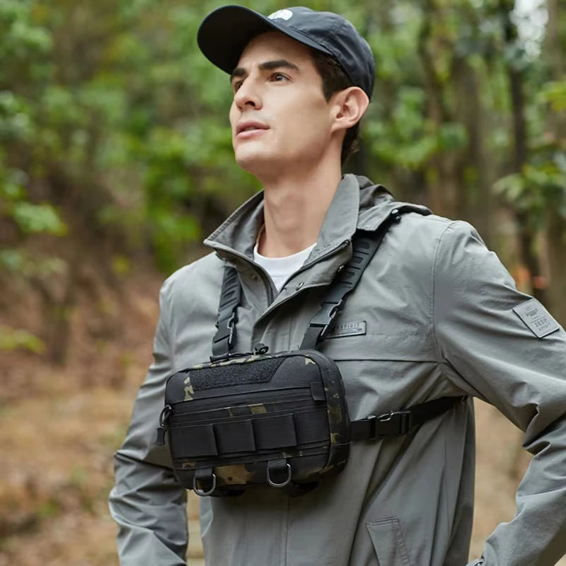 Outdoor tactical climbing chest bag nylon adjustable straps multiple pockets - product image