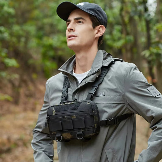 Outdoor tactical climbing chest bag nylon adjustable straps multiple pockets - product image