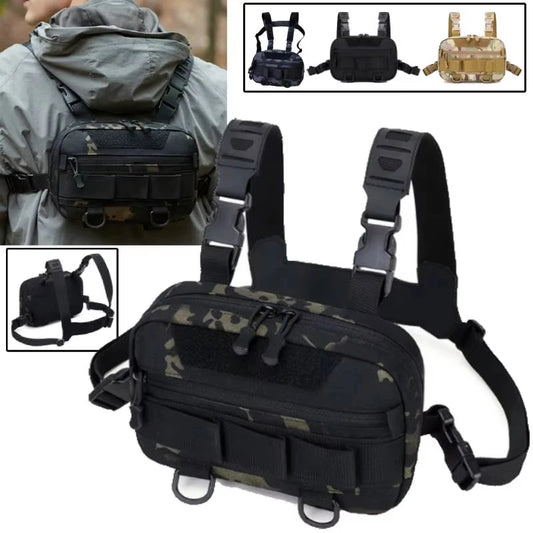 Outdoor tactical climbing chest bag nylon adjustable straps multiple pockets - product image