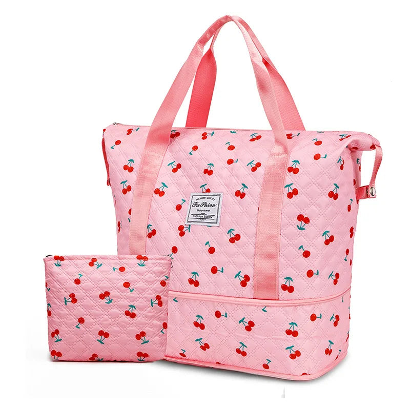 Oxford 2pcs tote bags foldable expandable with multiple pockets - product image