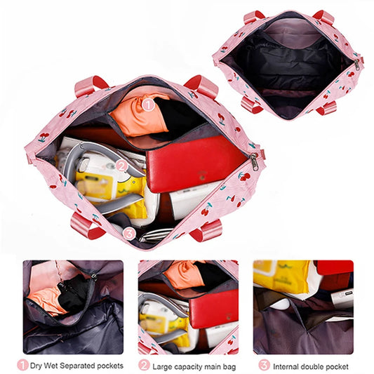 Oxford 2pcs tote bags foldable expandable with multiple pockets - product image